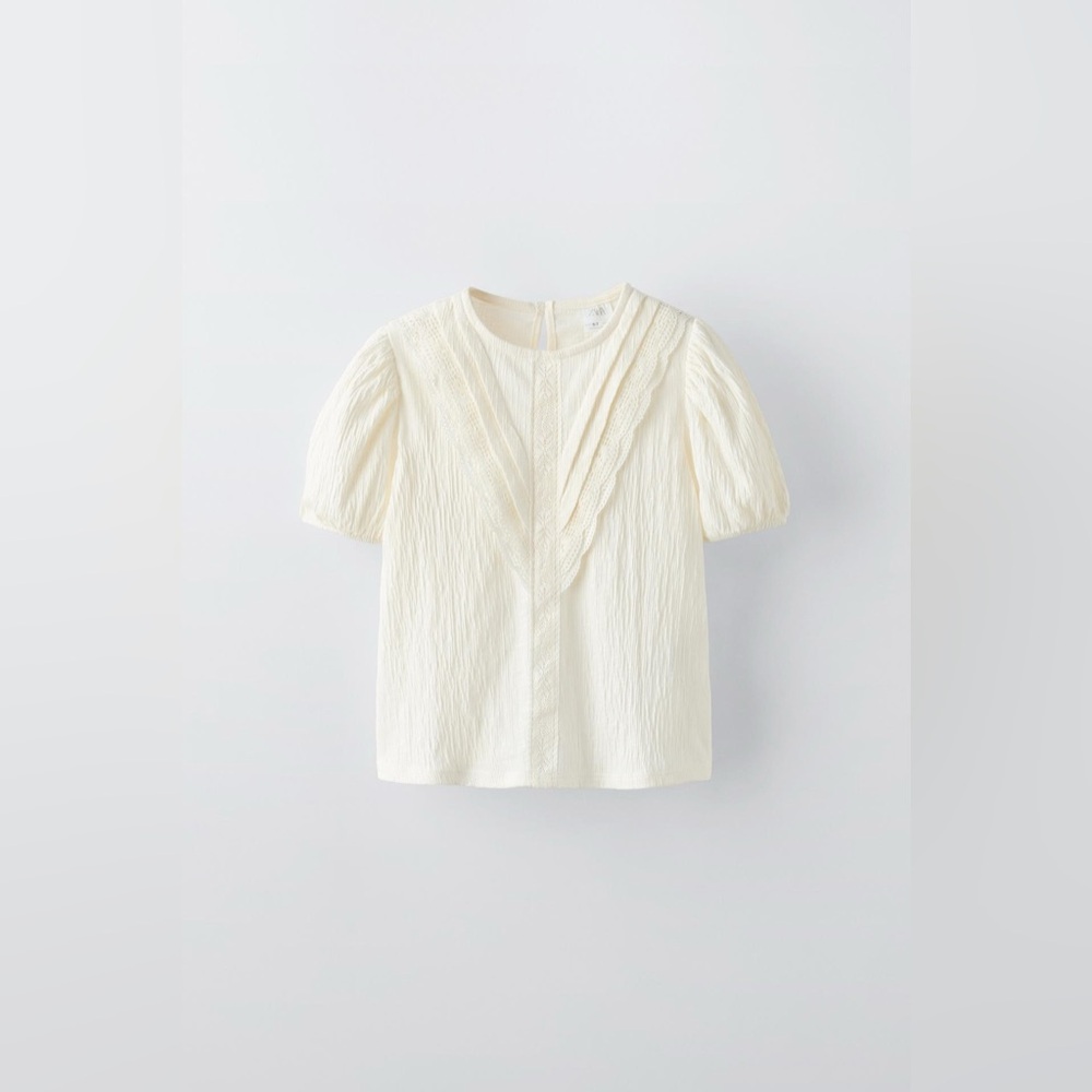 NWT ZARA GIRLS LACE TEXTURE T-SHIRT